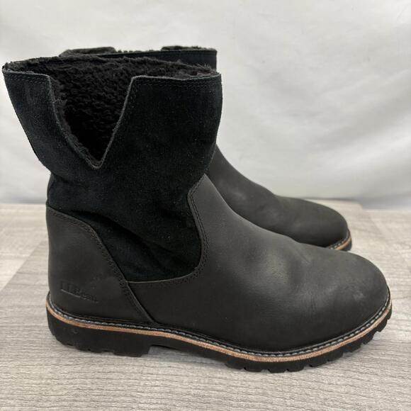 L.L.Bean Women’s Rugged Leather & Suede Boots - Size 10 Medium - Black - Picture 3 of 12